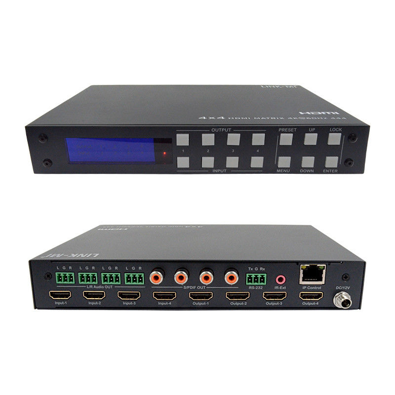 4x4 HDMI Matrix Analog ve SPDIF Ses Çekimi 4K TCP/IP Web GUI Kontrolü
