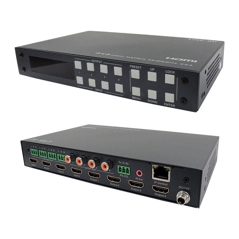 4x4 HDMI Matrix Analog ve SPDIF Ses Çekimi 4K TCP/IP Web GUI Kontrolü