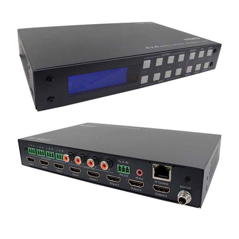 4x4 HDMI Matrix Analog ve SPDIF Ses Çekimi 4K TCP/IP Web GUI Kontrolü