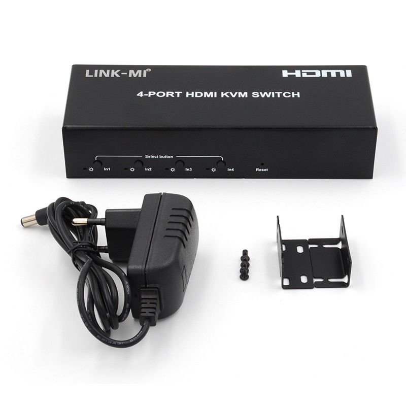 Gecikme yok HDMI KVM Değiştiricisi 4 Port Ip Kvm Hdmi Destek Acil Tuşlar Otomatik Değiştirme