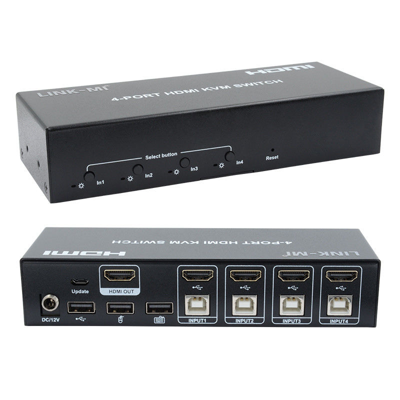Gecikme yok HDMI KVM Değiştiricisi 4 Port Ip Kvm Hdmi Destek Acil Tuşlar Otomatik Değiştirme