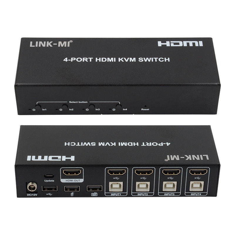 Gecikme yok HDMI KVM Değiştiricisi 4 Port Ip Kvm Hdmi Destek Acil Tuşlar Otomatik Değiştirme