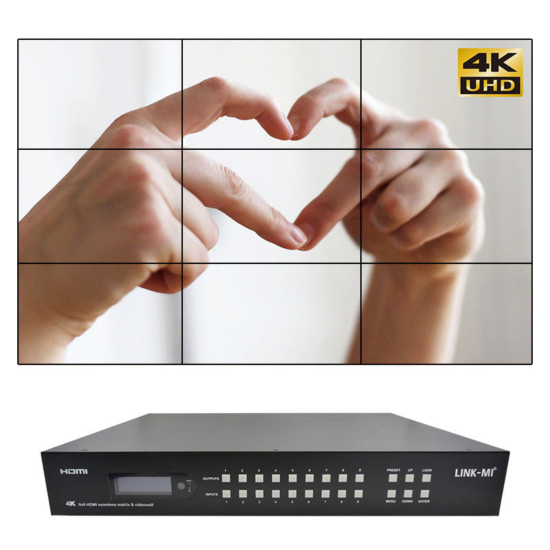 9x9 70M HDMI Video Duvar İşlemcisi HDMI Splitter 3x3 4K HDMI Matrix Extender
