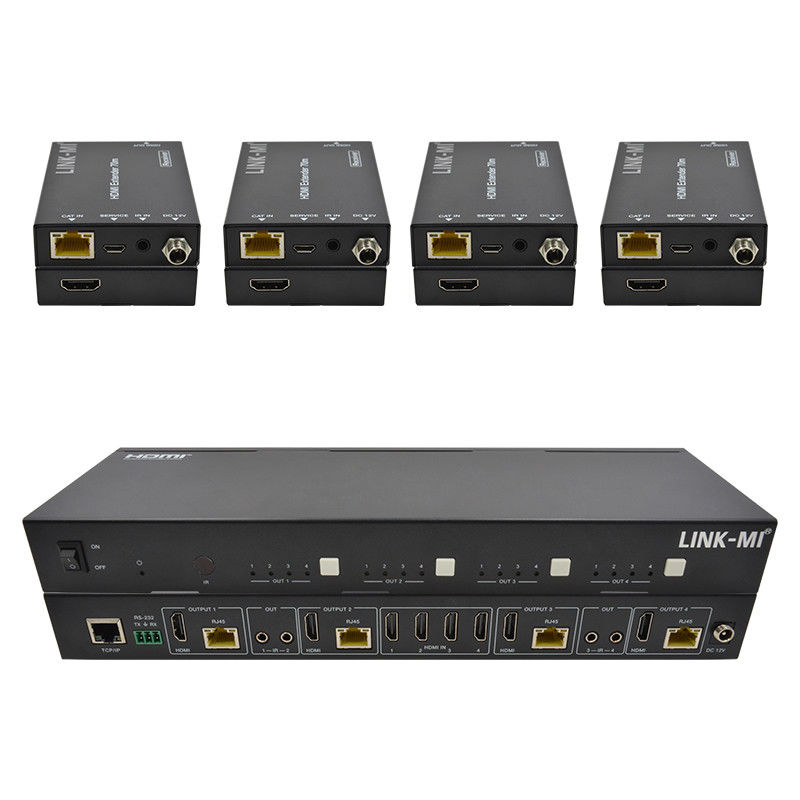 70M 4X4 HDMI Matrix ile IR Matrix Fonksiyonu 18Gbps 4K@60Hz HDMI 2.0b POC