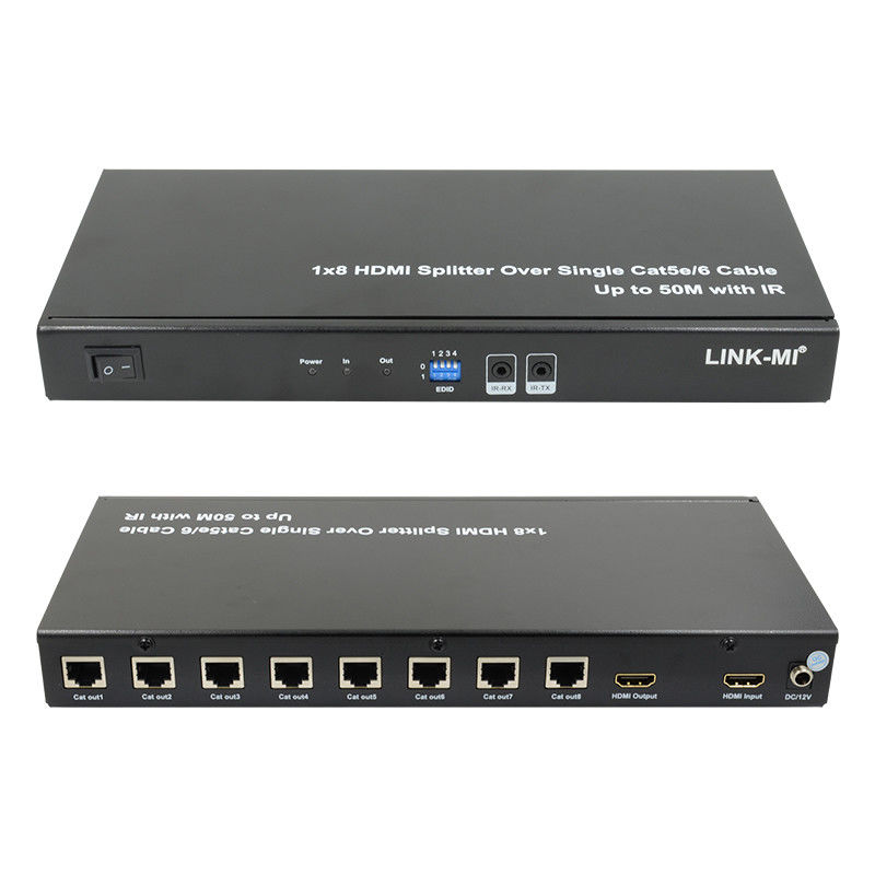 HDMI 50M 1X8 Splitter Over Cat5e 6 Kablo Destek 3D IR 1080P 8 Port HDMI Splitter