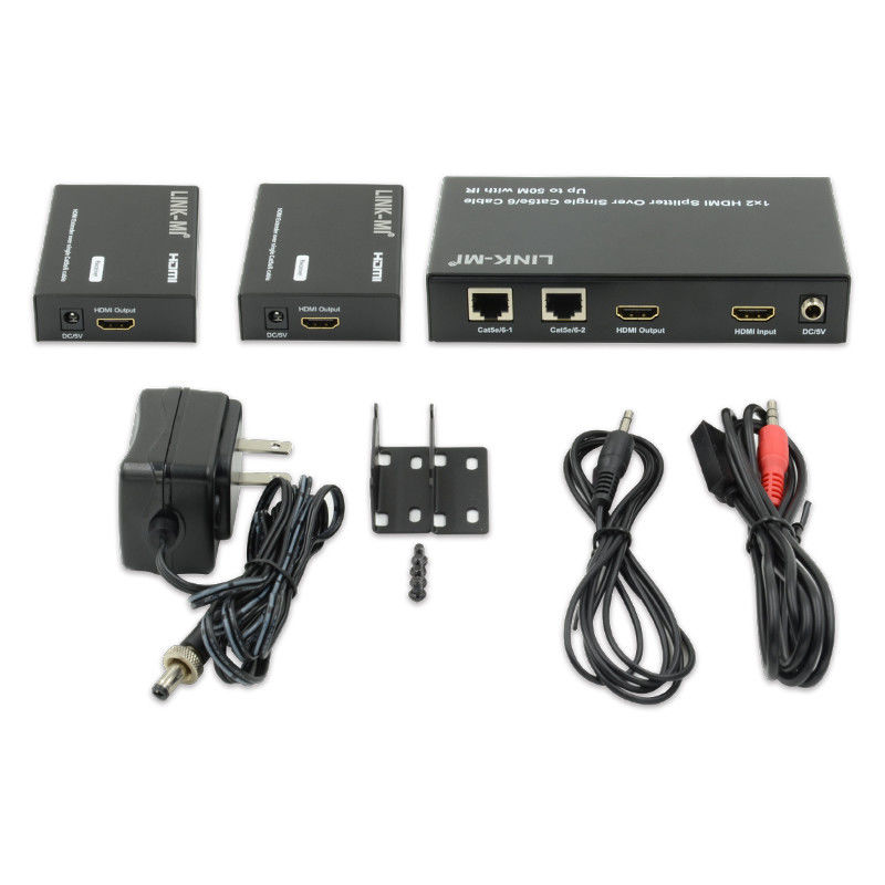 1X2 50M 4K HDMI Splitter Cat5e/6 Kablo Destek 3D IR 4 Katman için Kaskad