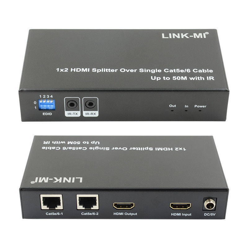 1X2 50M 4K HDMI Splitter Cat5e/6 Kablo Destek 3D IR 4 Katman için Kaskad