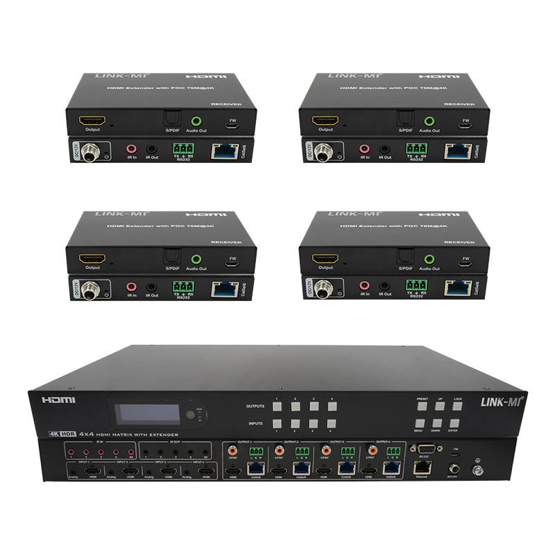 70m 4x4 HDMI Matrix Extender 4 HDMI Loop Out 4K HDMI Matrix Switch ile