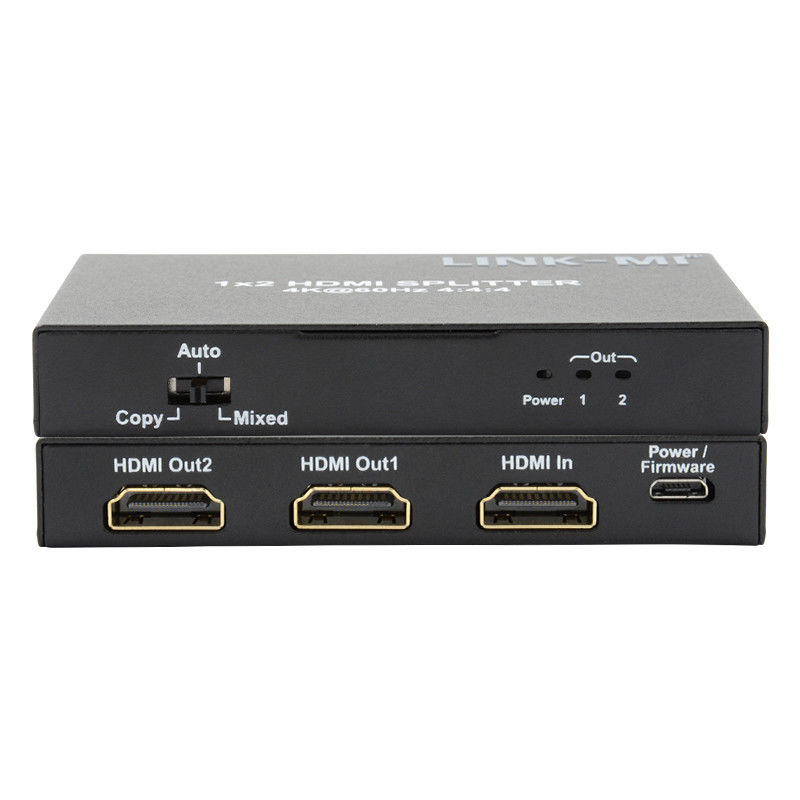 1x2 HDMI2.0 Splitter Destek 3D 18G HDR HDCP2.2 2 Port Video Splitter