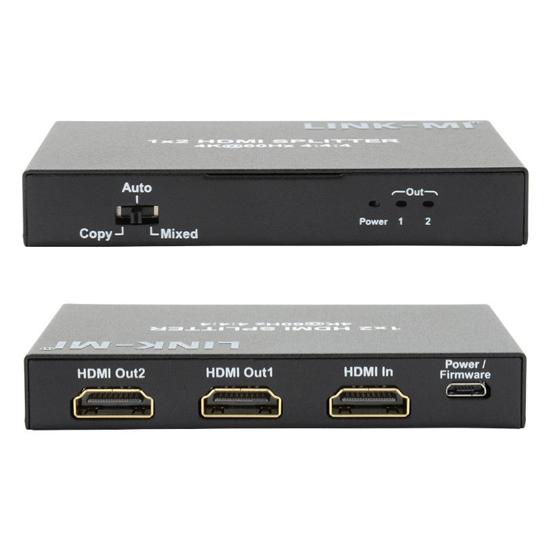 1x2 HDMI2.0 Splitter Destek 3D 18G HDR HDCP2.2 2 Port Video Splitter
