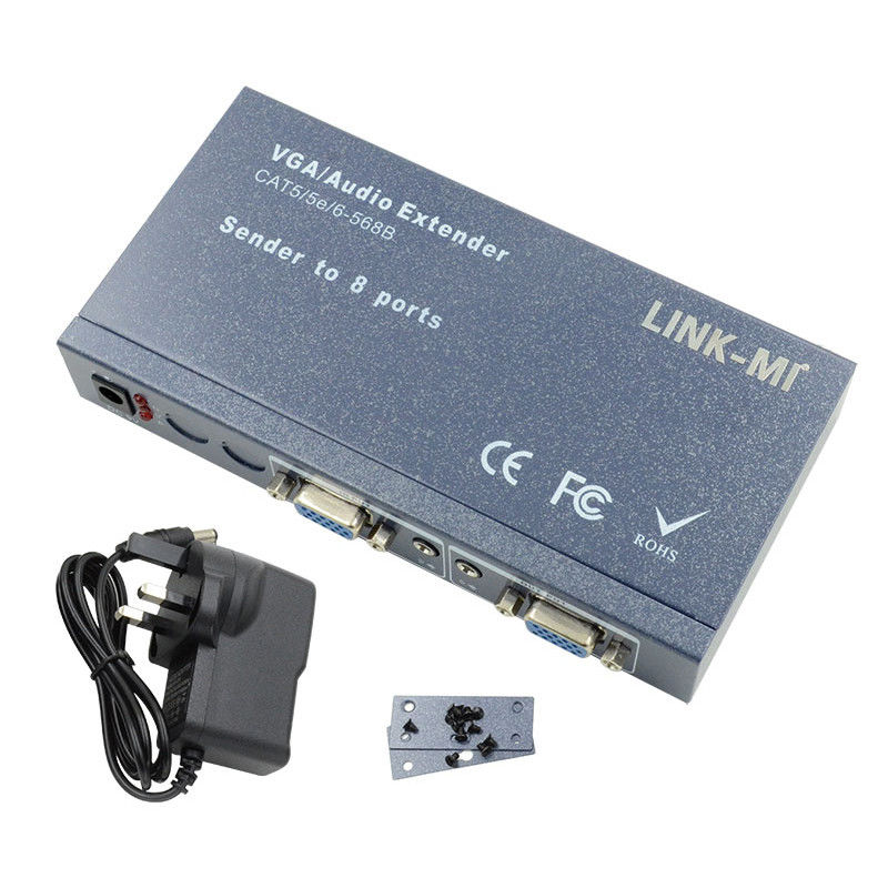 100m 200m 300m 1/8 VGA Splitter 1X8 Genişletici 1 ila 8 Video Ses Genişletici