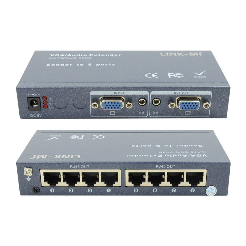 100m 200m 300m 1/8 VGA Splitter 1X8 Genişletici 1 ila 8 Video Ses Genişletici