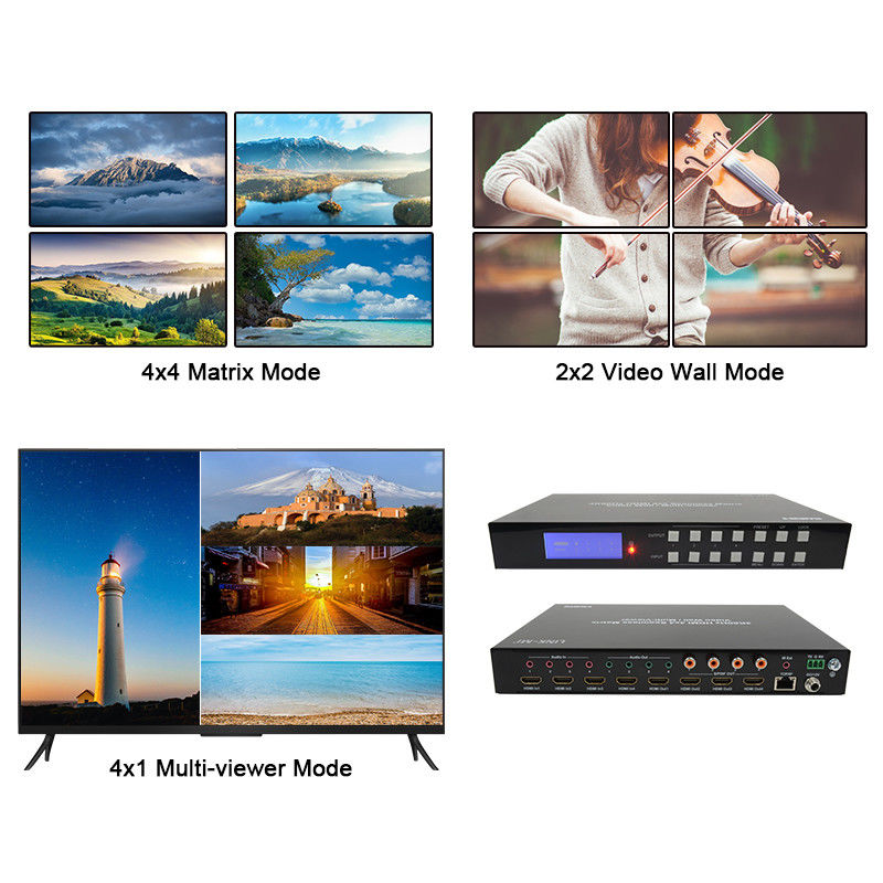 60Hz 4X4 4K Video Duvar Denetleyicisi 4X1 2x2 TV Duvar Denetleyicisi Düzgün Matris Değiştiricisi
