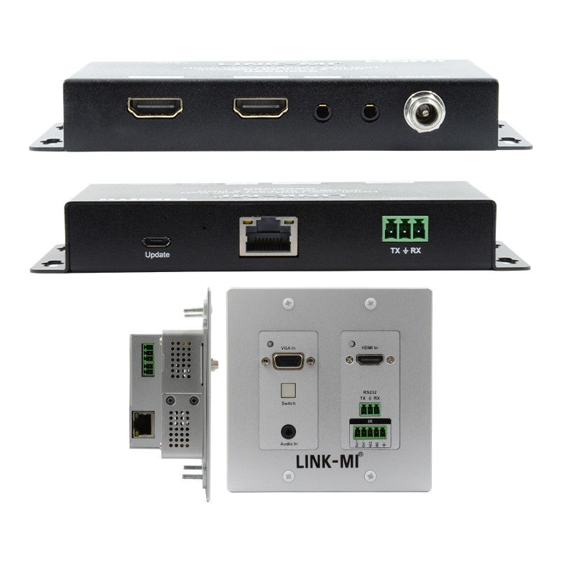 4K 40M HDBaseT HDMI+VGA Duvar Tablosu Genişletici İki Yönlü Geniş Bant IR RS232 Geçiş