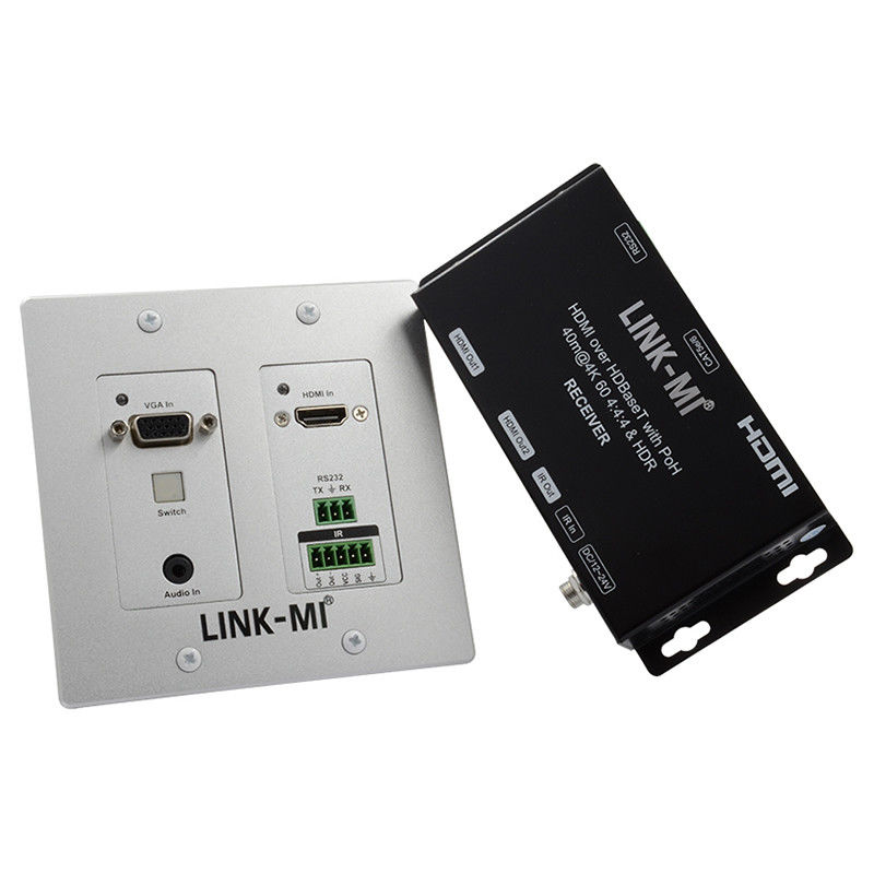 4K 40M HDBaseT HDMI+VGA Duvar Tablosu Genişletici İki Yönlü Geniş Bant IR RS232 Geçiş