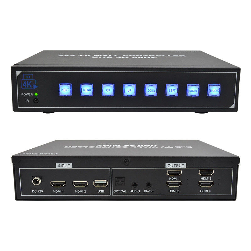 4K60 2x2 Video Duvar Denetleyicisi 4 Splicing TV Desteği 1x2 1x3 1x4 4x1 3x1 2x1 UHD TV Duvar İşlemcisi