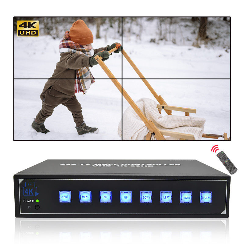 IR uzaktan kumanda 4K HDMI Video Duvar İşlemcisi 2X2 4 UHD TV için 4K 60Hz LED Video Duvarı