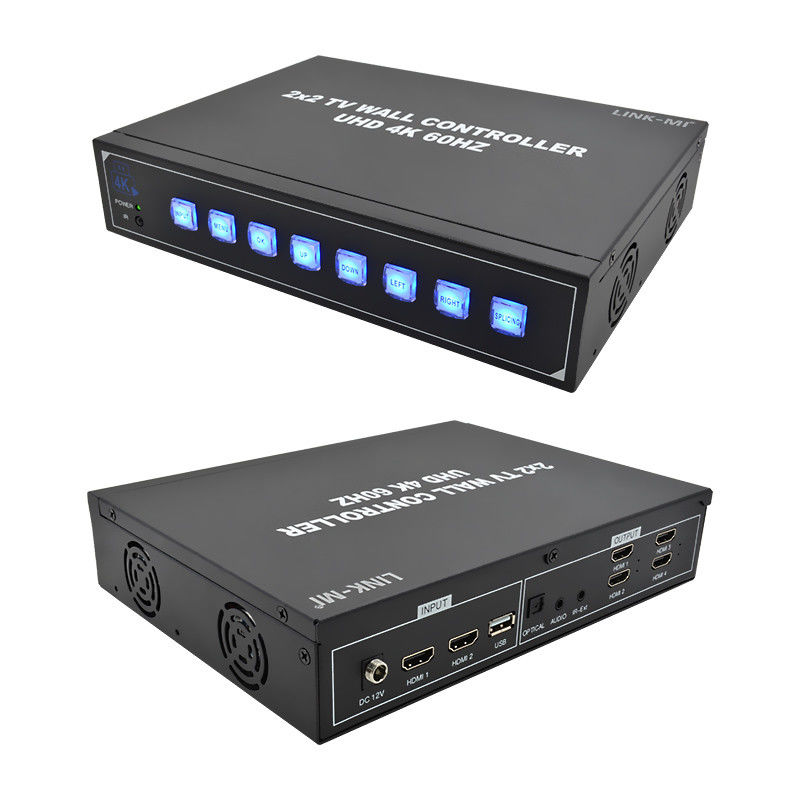 2x2 4K HDMI Video Duvar Denetleyicisi 180° Dönüş Destek 1x4 1x3 1x2 2x1 3x1 4x1 4K60 TV Duvar Denetleyicisi